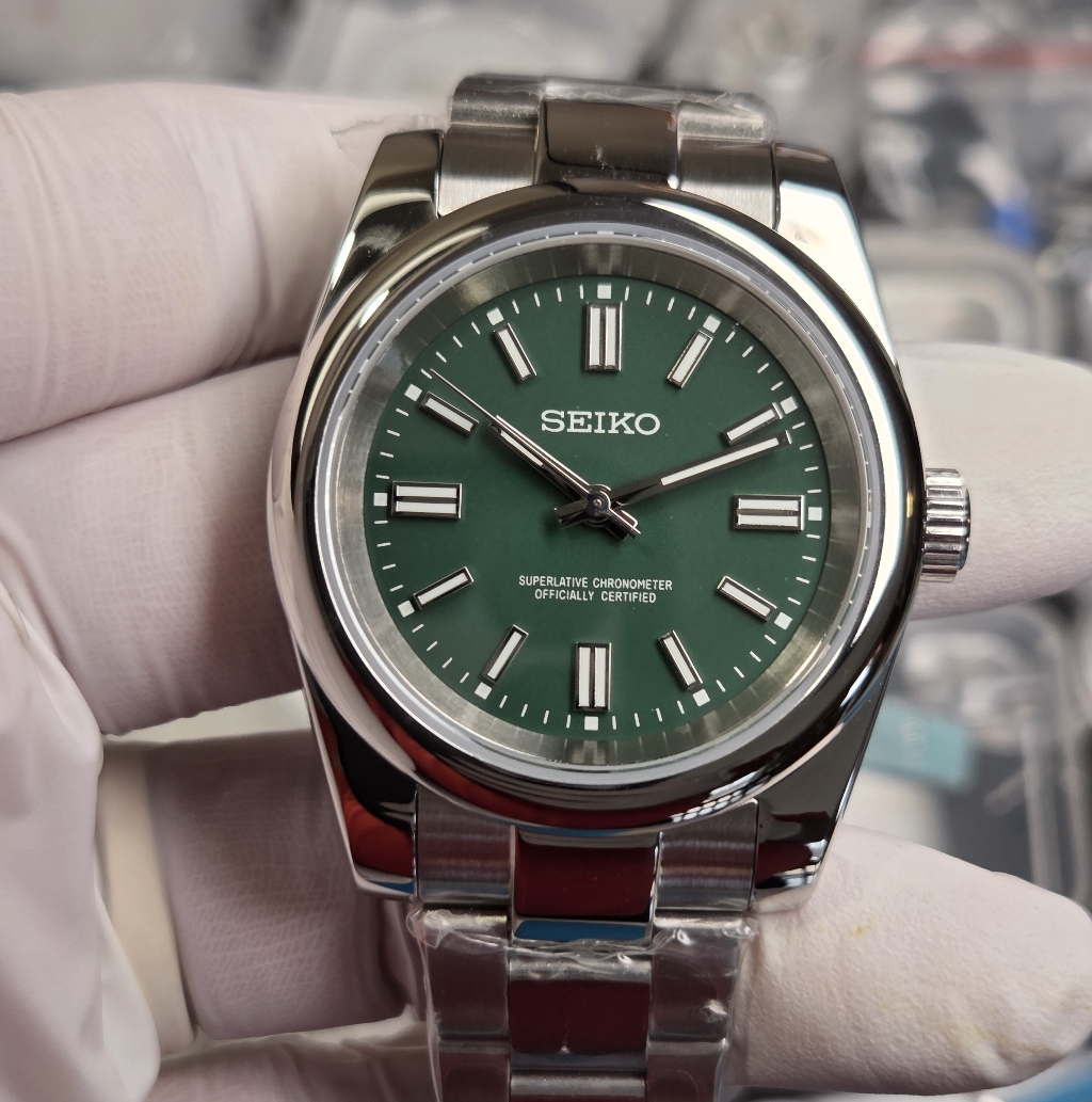 New 36mm Seiko Mod Automatic Watch Op Style Green Dial